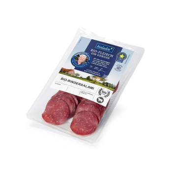 b*Rindersalami, geschnitten